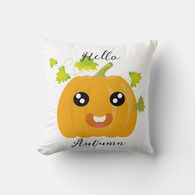 Hello Autumn - Cute Pumpkin Cushion (Front)