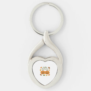 Hello Autumn Cute Smiling Pumpkins Classic T-Shirt Key Ring