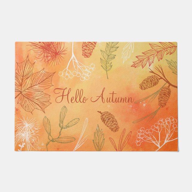 Hello Autumn Fall Home Decor Doormat (Front)