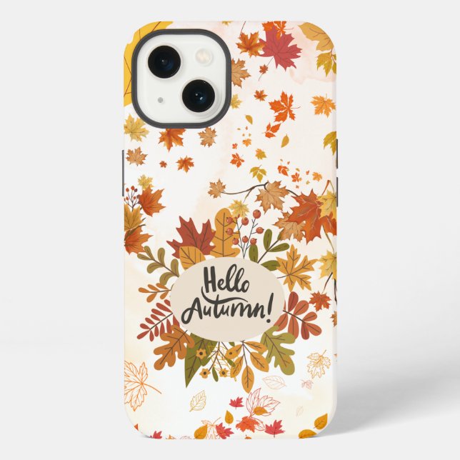 Hello Autumn Fall Leaves Phone Case (Back)