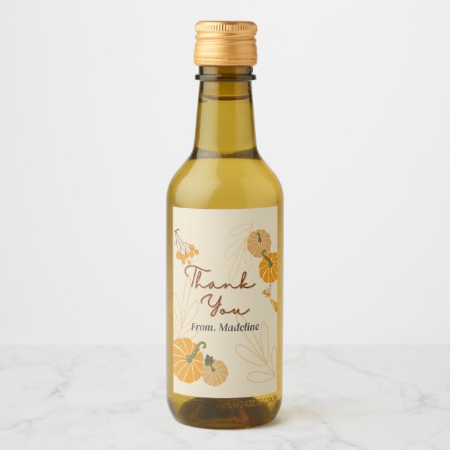 Hello autumn fall thank you custom mini wine label (Front)