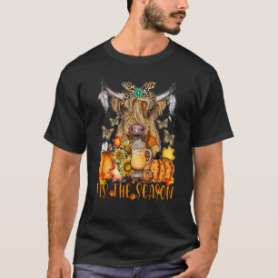 Hello Autumn Fall Tis The Season Highland Cow Pump T-Shirt
