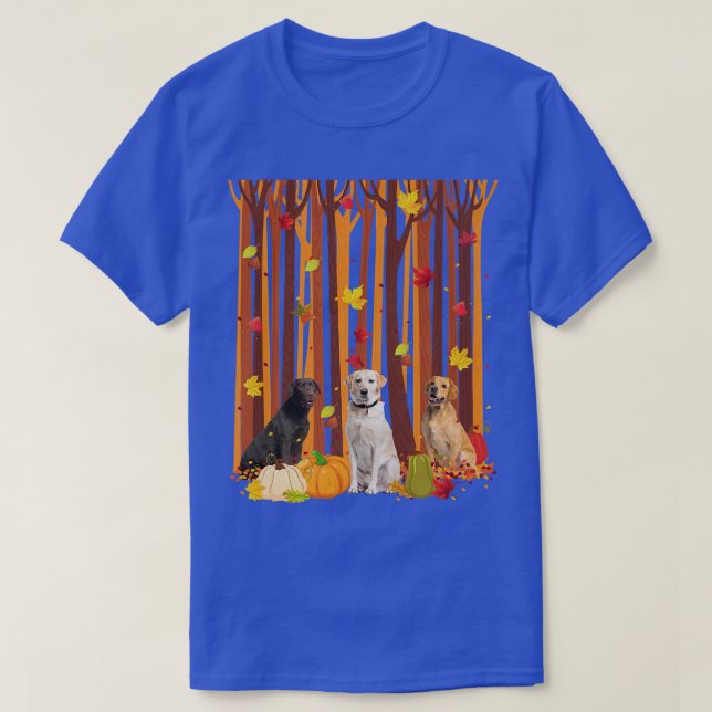 Hello Autumn Labrador Maple Leaf Fall Pumpkin Mens T-Shirt (Design Front)