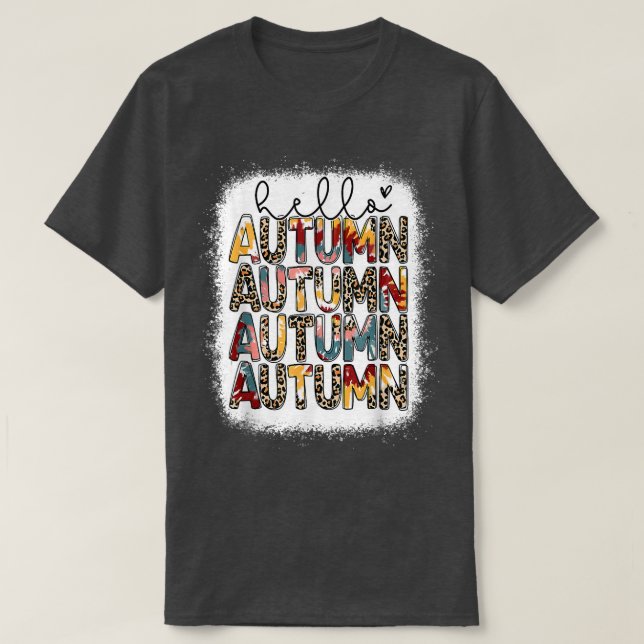 Hello Autumn Leopard Fall Yall Hello Fall Autumn M T-Shirt (Design Front)
