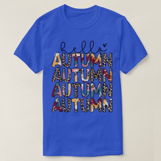 Hello Autumn Leopard Just A Girl Who Loves Fall He T-Shirt (Design Front)
