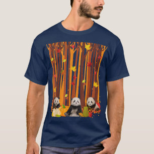 Hello Autumn Panda Maple Leaf Fall Pumpkin Mens Wo T-Shirt