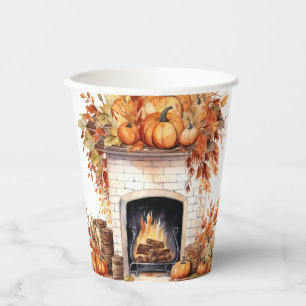 Hello Autumn Paper Coffee Fall mug, Vintage fall  Paper Cups