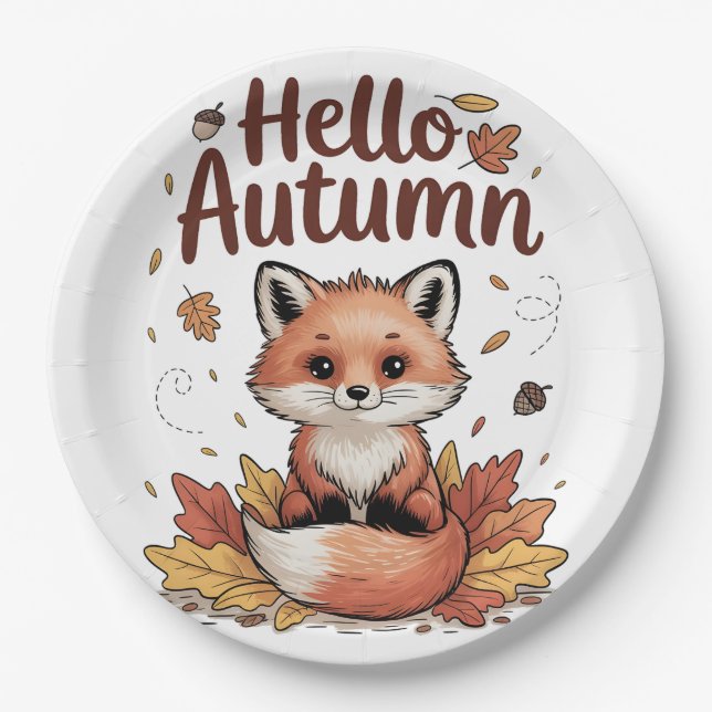 Hello Autumn Paper Plate (Front)