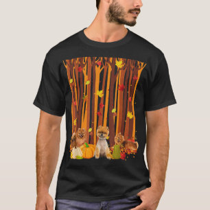 Hello Autumn Pomeranian Maple Leaf Fall Pumpkin Me T-Shirt