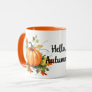 Hello Autumn Pumpkins and Basket Fall Mug