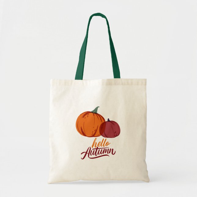 Hello Autumn Pumpkins Tote Bag (Front)
