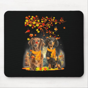 Hello Autumn Season Happy Thanksgiving Dachshund F Mouse Pad