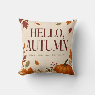 Hello Autumn Throw Pillow | Cosy Fall