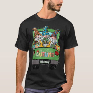 Hello Autumn Truck Gnomes Pumpkin Fall Leaves T-Shirt