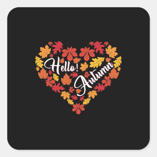 hello autumn typography shirt square sticker (Front)