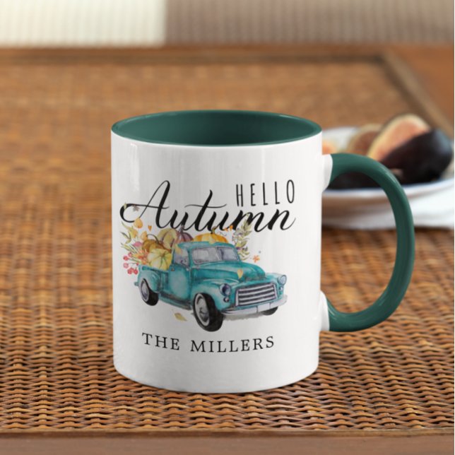 Hello Autumn | Vintage Harvest Truck Personalised Mug (Creator Uploaded)