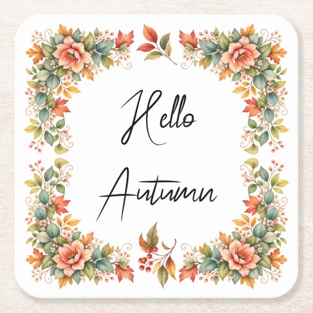 Hello Autumn – Watercolor Coasters  (Front)