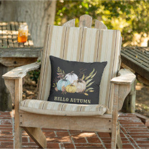 Hello Autumn Watercolor Pumpkins  Cushion