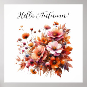 Hello Autumn Wild Flowers Poster