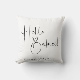 Hello Babies Modern Script Baby Shower Cushion