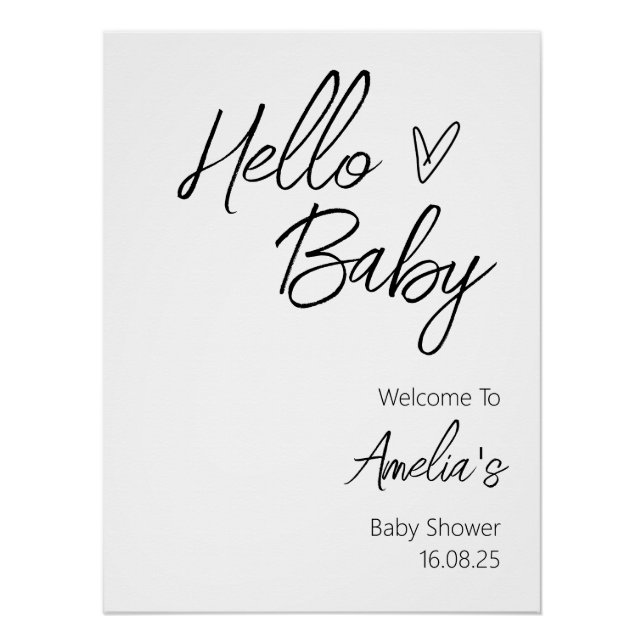 Hello Baby Baby Shower Welcome Sign  (Front)