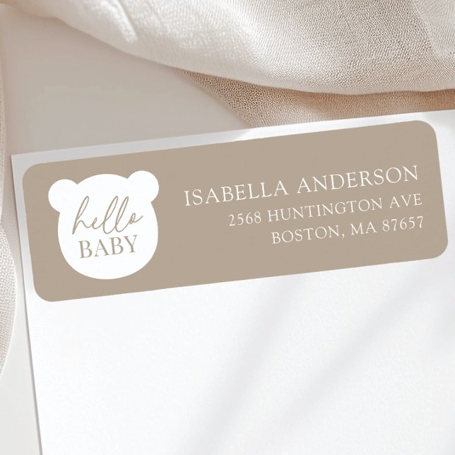 Hello Baby Bear Baby Shower Address Return Address Label (Creator Uploaded)