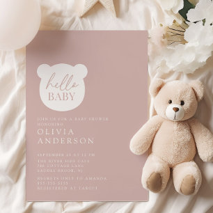 Hello Baby Bear Baby Shower Invitation