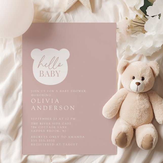 Hello Baby Bear Baby Shower Invitation (Creator Uploaded)