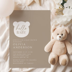 Hello Baby Bear Baby Shower Invitation