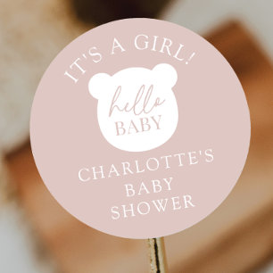 Hello Baby Bear It's a Boy Classic Round Sticker