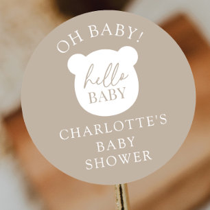 Hello Baby Bear It's a Boy Classic Round Sticker