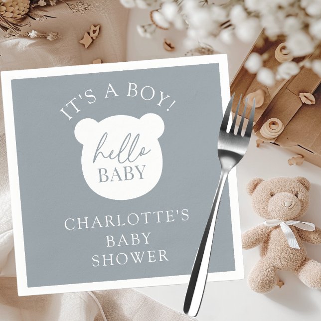 Hello Baby Bear It's a Boy Napkin (Creator Uploaded)