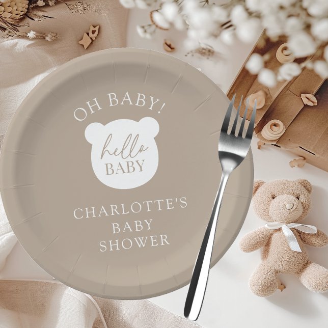 Hello Baby Bear It's a Boy Paper Plate (Creator Uploaded)