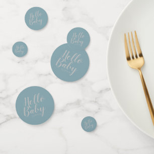 Hello Baby blue modern classic Confetti