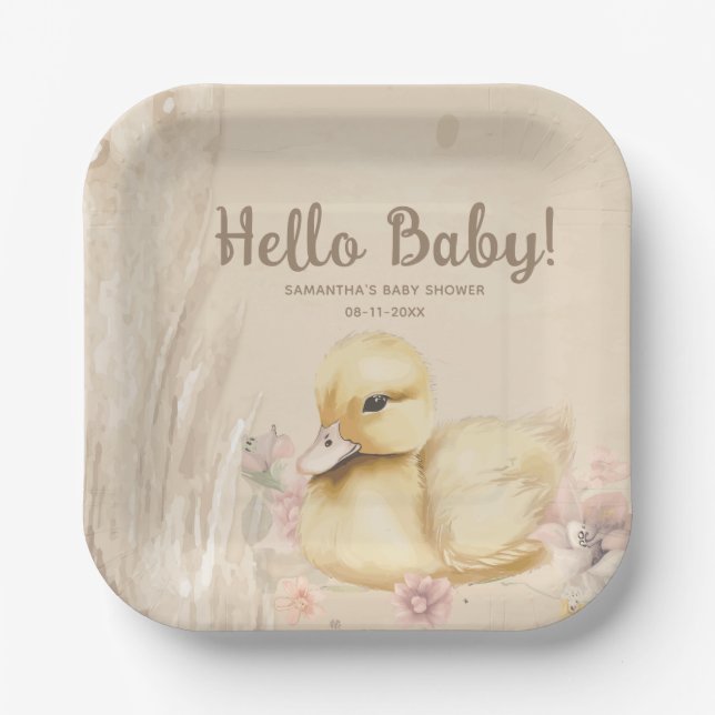 Hello Baby! boho baby shower Paper Plate (Front)
