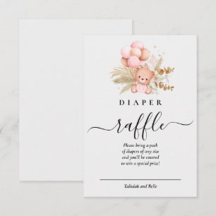 Hello Baby Boho Bear Shower Diaper Raffle Enclosure Card
