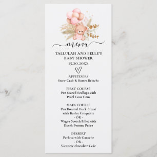 Hello Baby Boho Bear Shower Menu
