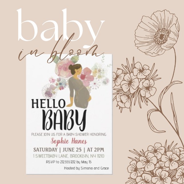 Hello Baby Boho Botanical Baby Shower Invitation (Creator Uploaded)