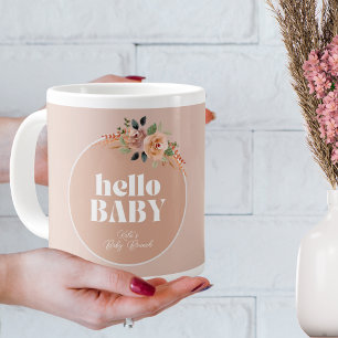 Hello Baby, Boho Modern Baby Shower Large Coffee Mug