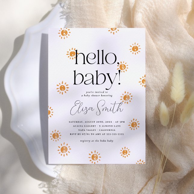 Hello Baby | Boho Sunshine Baby Shower Invitation (Creator Uploaded)
