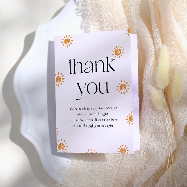 Hello Baby | Boho Sunshine Baby Shower Thank You Card (Creator Uploaded)