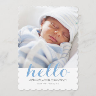 Hello baby boy birth announcement