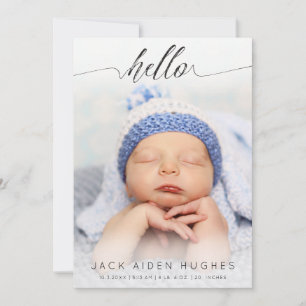 Hello Baby Boy Girl Birth Announcement Photo Cards