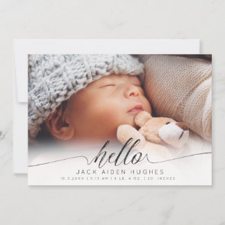 Hello Baby Boy Girl Birth Announcement Photo Cards