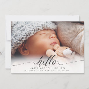 Hello Baby Boy Girl Birth Announcement Photo Cards
