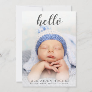 Hello Baby Boy Girl Birth Announcement Photo Cards