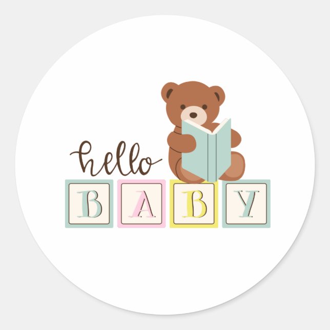 Hello Baby Classic Round Sticker (Front)