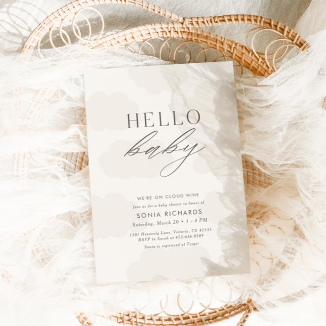 Hello Baby | Cloud Nine Gender Neutral Baby Shower Invitation (Creator Uploaded)