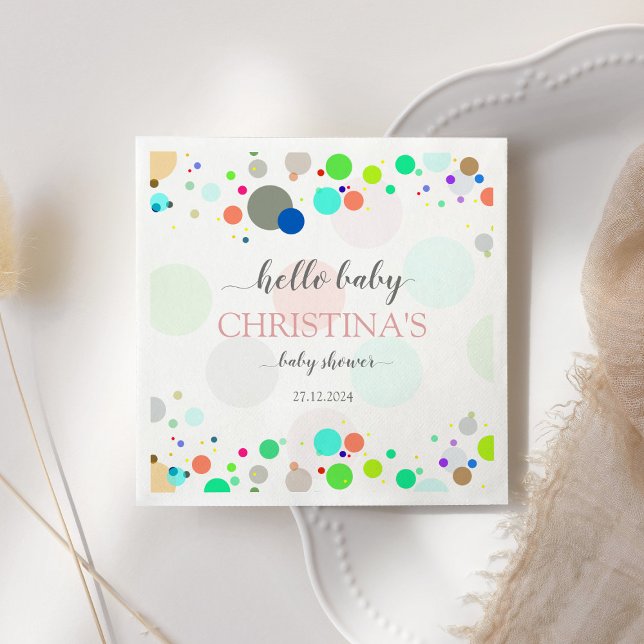 Hello baby Colourful Dots Baby Shower Napkin (Creator Uploaded)