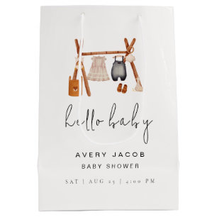Hello Baby Cute Boho Clothes Baby Shower Medium Gift Bag